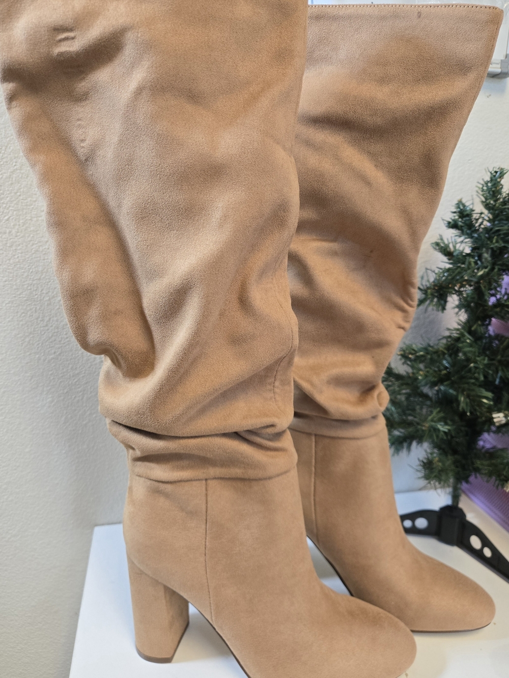 NEW Nine West Slouchy Suede Boots in Camel
